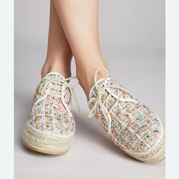 Anthropologie Lace-Up Tweed Espadrille Sneakers, Multicolor, Euro 41/ US 10 - Picture 2 of 9